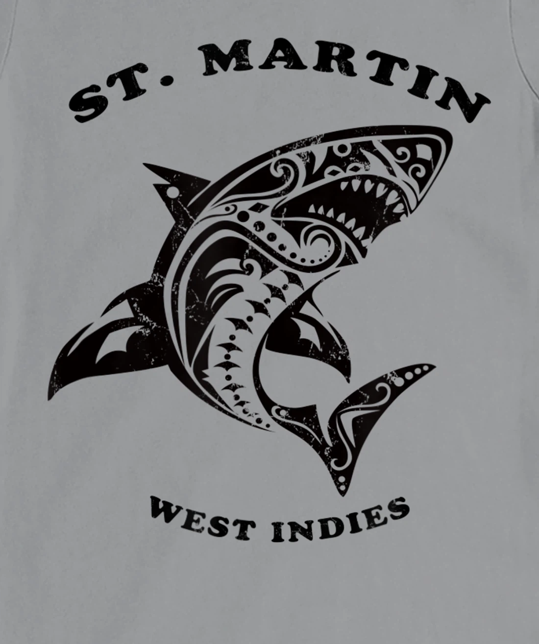 St. Martin, West Indies Vintage Retro Tribal Shark Vacation T-Shirt, Kid T-Shirt and Women T-Shirt