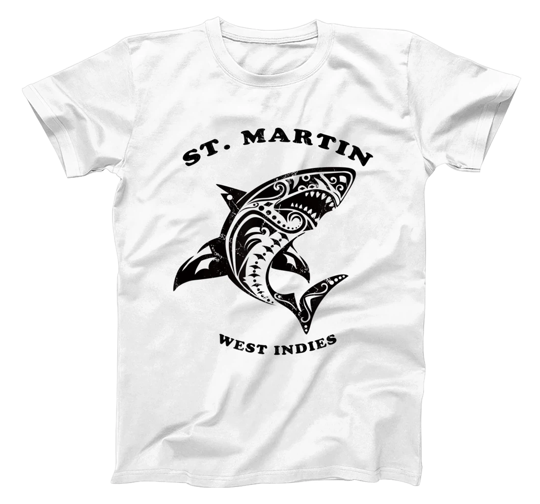 St. Martin, West Indies Vintage Retro Tribal Shark Vacation T-Shirt, Kid T-Shirt and Women T-Shirt