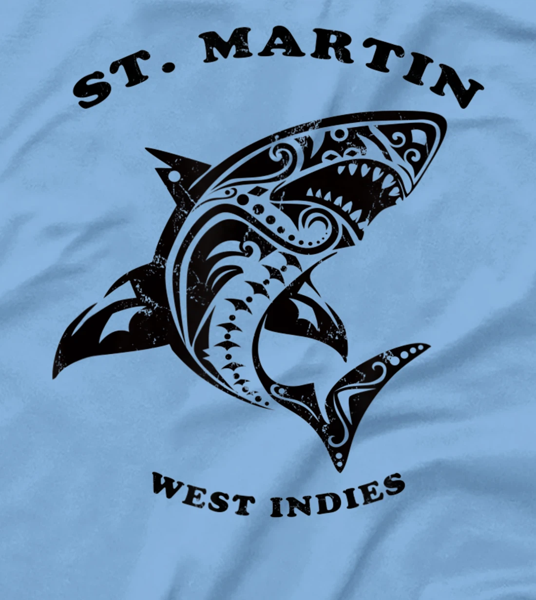 St. Martin, West Indies Vintage Retro Tribal Shark Vacation T-Shirt, Kid T-Shirt and Women T-Shirt