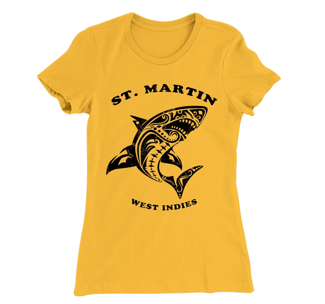 St. Martin, West Indies Vintage Retro Tribal Shark Vacation T-Shirt, Kid T-Shirt and Women T-Shirt