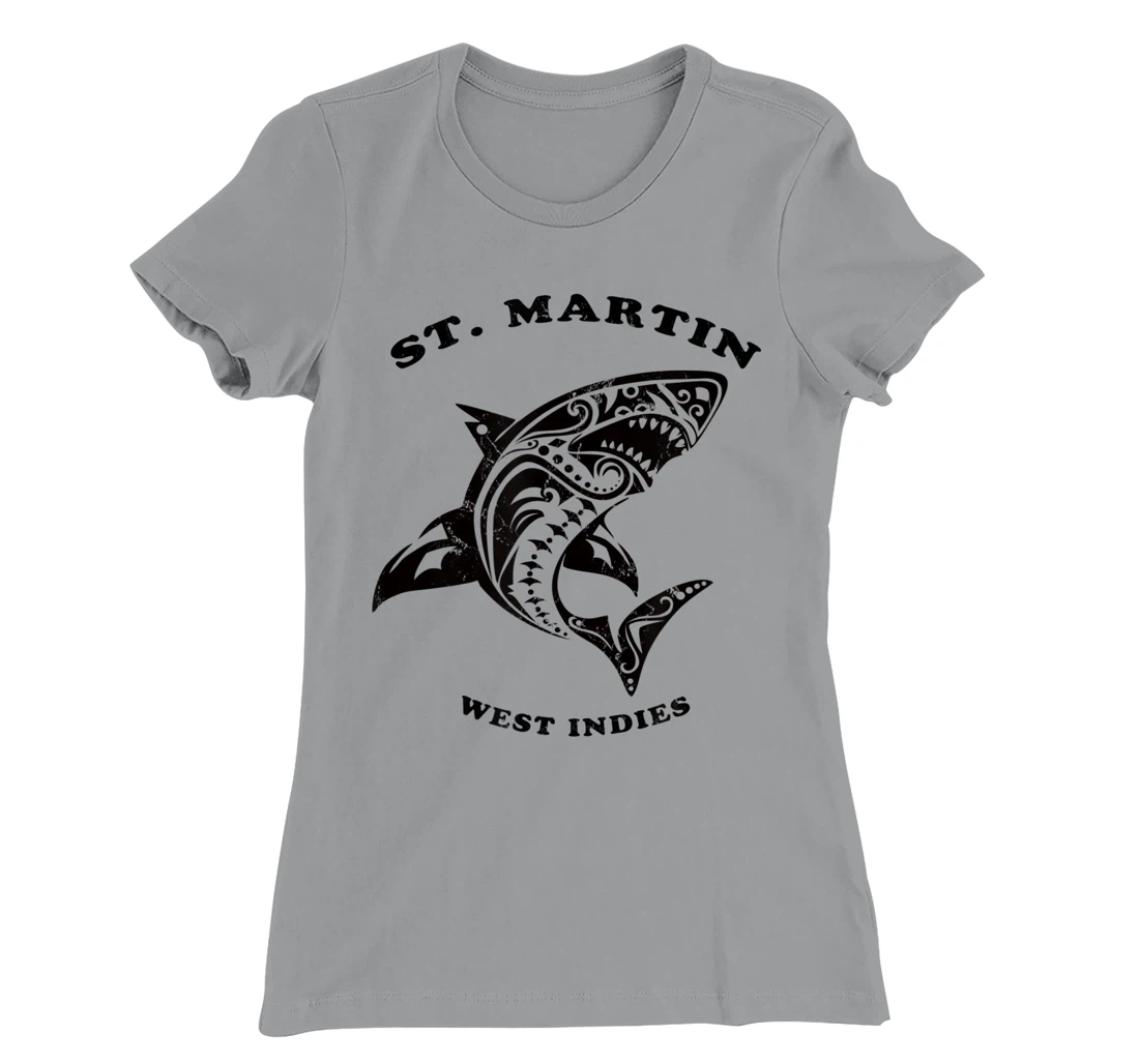 St. Martin, West Indies Vintage Retro Tribal Shark Vacation T-Shirt, Kid T-Shirt and Women T-Shirt