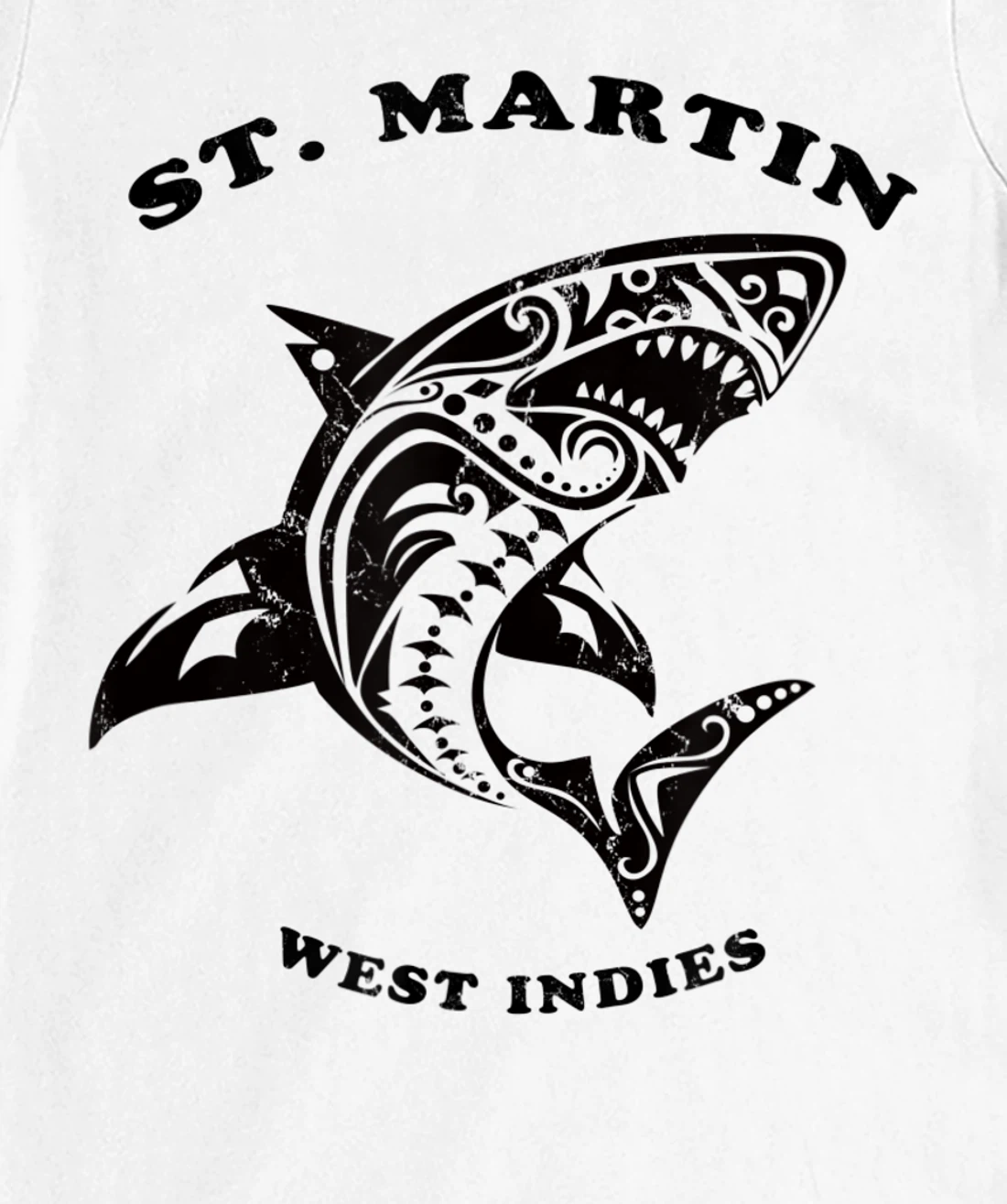 St. Martin, West Indies Vintage Retro Tribal Shark Vacation T-Shirt, Kid T-Shirt and Women T-Shirt