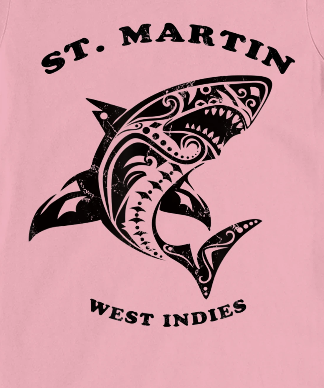 St. Martin, West Indies Vintage Retro Tribal Shark Vacation T-Shirt, Kid T-Shirt and Women T-Shirt