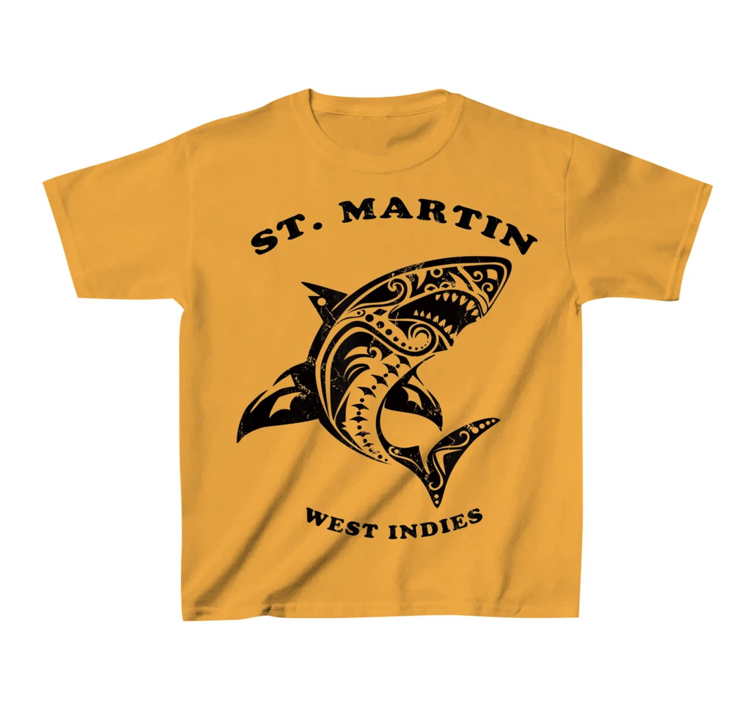 St. Martin, West Indies Vintage Retro Tribal Shark Vacation T-Shirt, Kid T-Shirt and Women T-Shirt
