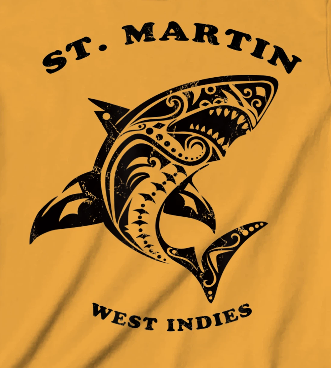 St. Martin, West Indies Vintage Retro Tribal Shark Vacation T-Shirt, Kid T-Shirt and Women T-Shirt