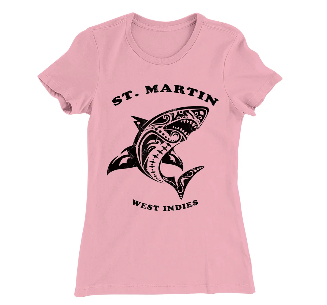 St. Martin, West Indies Vintage Retro Tribal Shark Vacation T-Shirt, Kid T-Shirt and Women T-Shirt