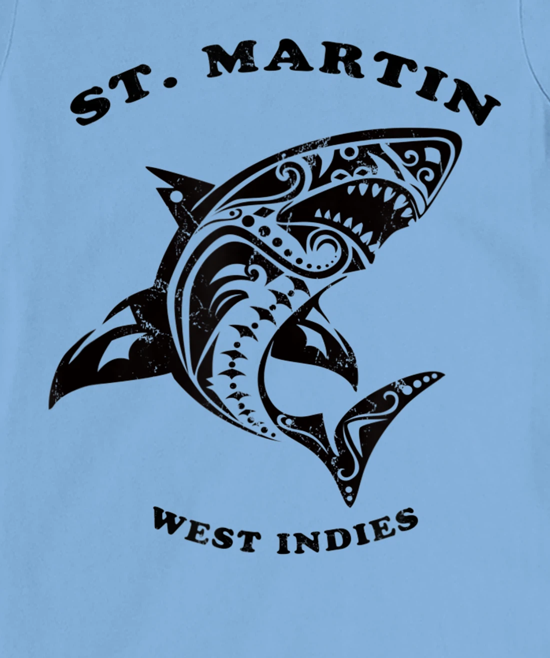 St. Martin, West Indies Vintage Retro Tribal Shark Vacation T-Shirt, Kid T-Shirt and Women T-Shirt
