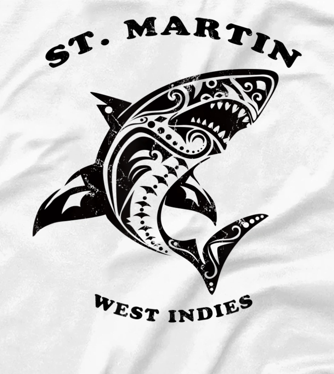 St. Martin, West Indies Vintage Retro Tribal Shark Vacation T-Shirt, Kid T-Shirt and Women T-Shirt