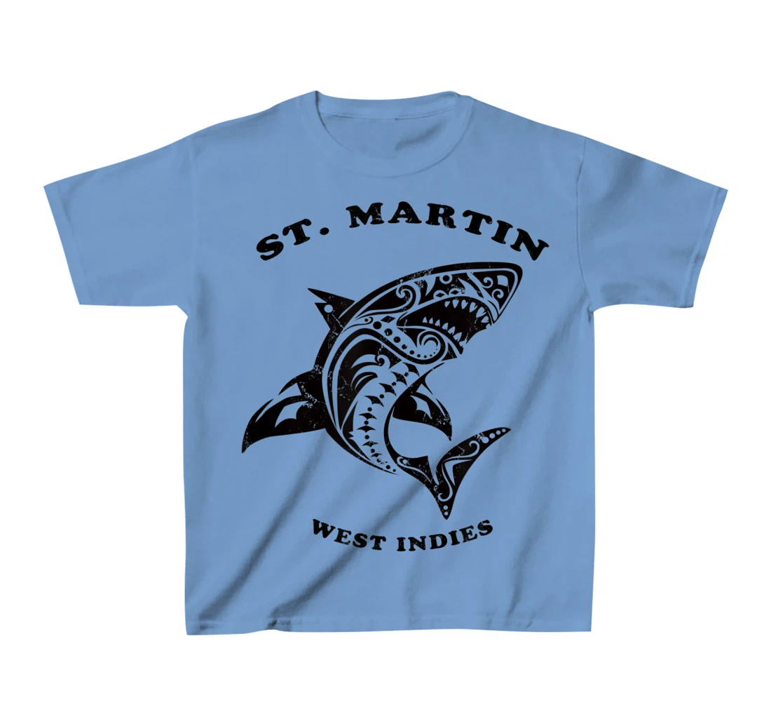 St. Martin, West Indies Vintage Retro Tribal Shark Vacation T-Shirt, Kid T-Shirt and Women T-Shirt