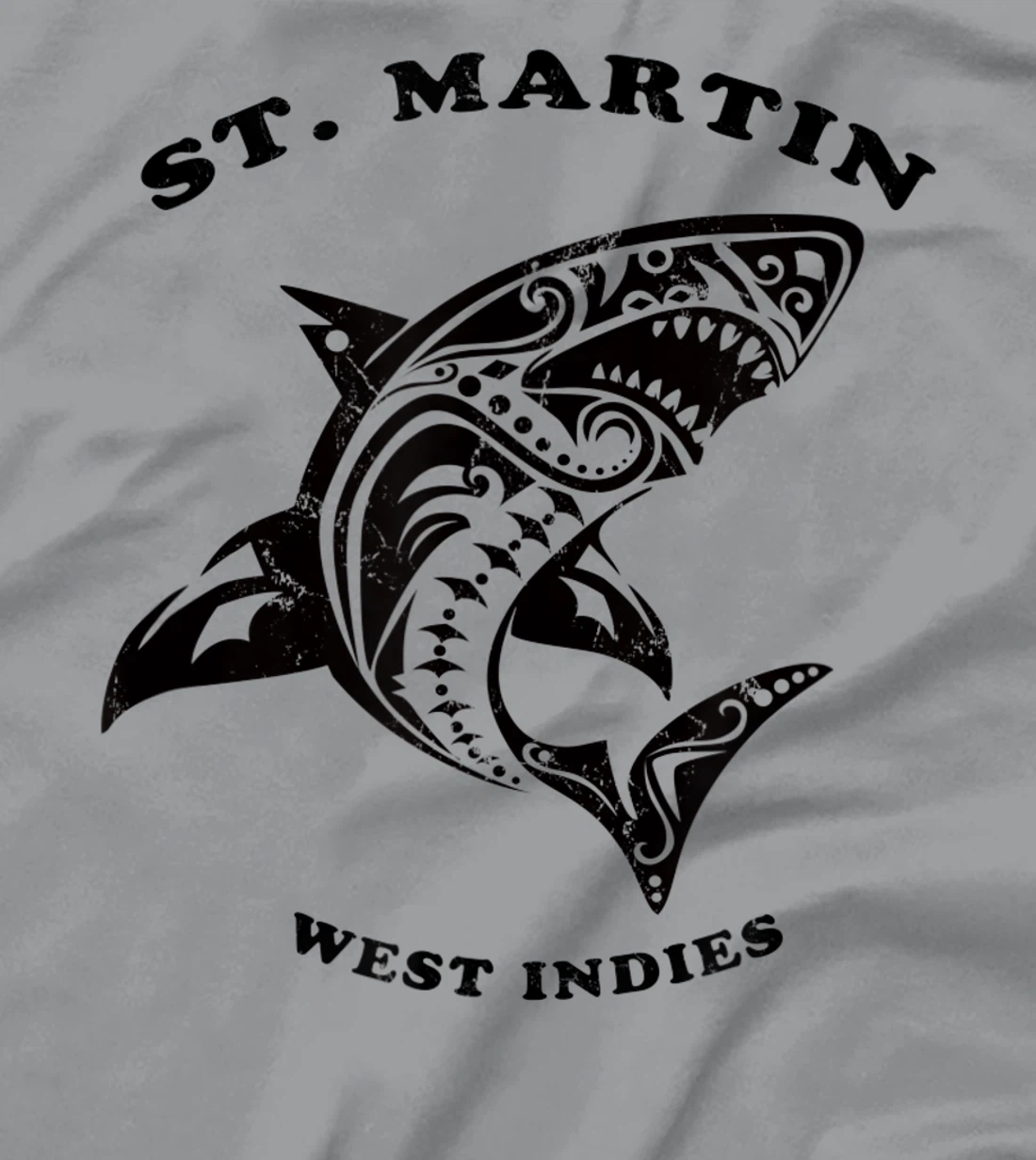 St. Martin, West Indies Vintage Retro Tribal Shark Vacation T-Shirt, Kid T-Shirt and Women T-Shirt