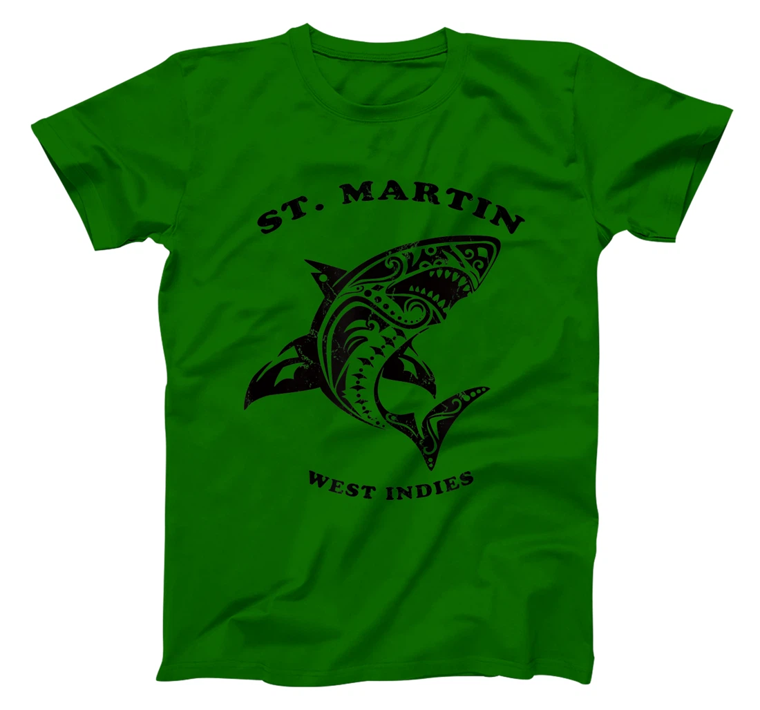 St. Martin, West Indies Vintage Retro Tribal Shark Vacation T-Shirt, Kid T-Shirt and Women T-Shirt