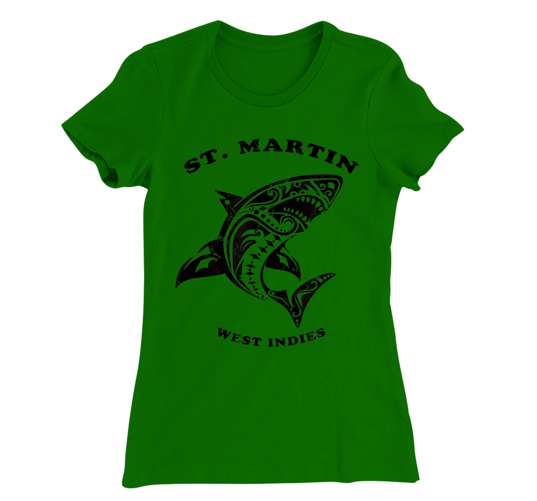 St. Martin, West Indies Vintage Retro Tribal Shark Vacation T-Shirt, Kid T-Shirt and Women T-Shirt