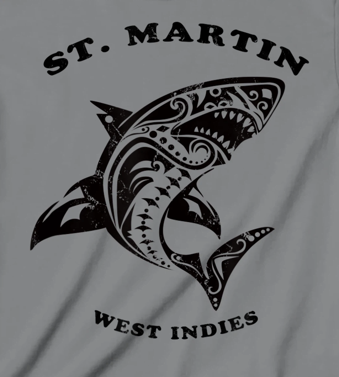 St. Martin, West Indies Vintage Retro Tribal Shark Vacation T-Shirt, Kid T-Shirt and Women T-Shirt