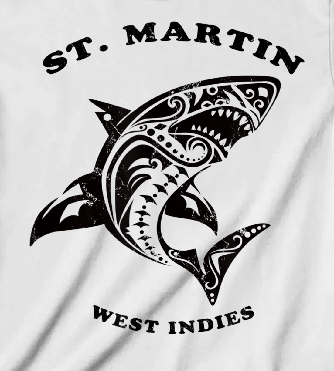 St. Martin, West Indies Vintage Retro Tribal Shark Vacation T-Shirt, Kid T-Shirt and Women T-Shirt