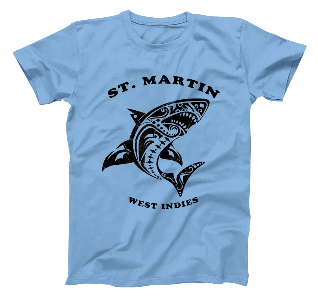 St. Martin, West Indies Vintage Retro Tribal Shark Vacation T-Shirt, Kid T-Shirt and Women T-Shirt