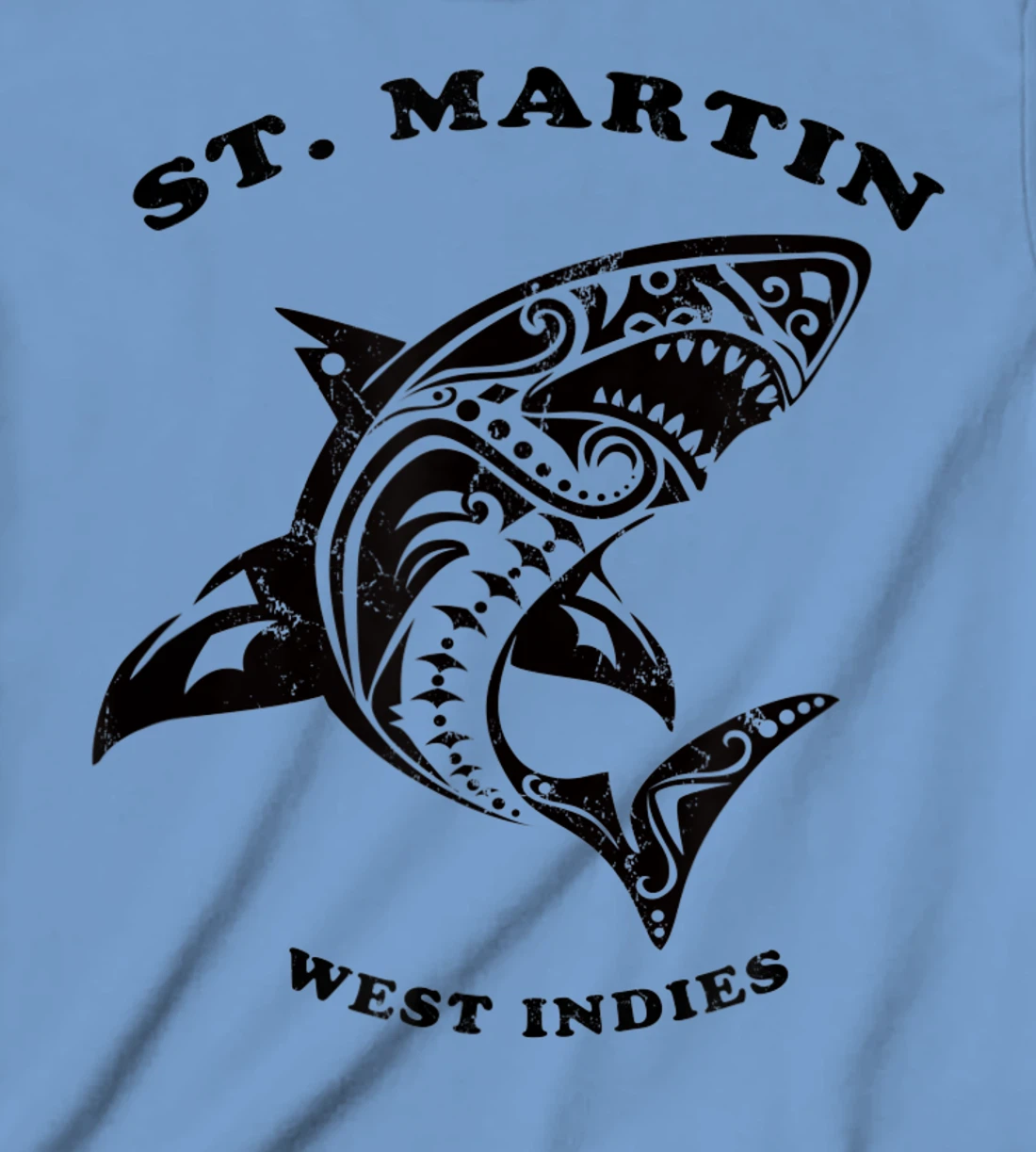 St. Martin, West Indies Vintage Retro Tribal Shark Vacation T-Shirt, Kid T-Shirt and Women T-Shirt