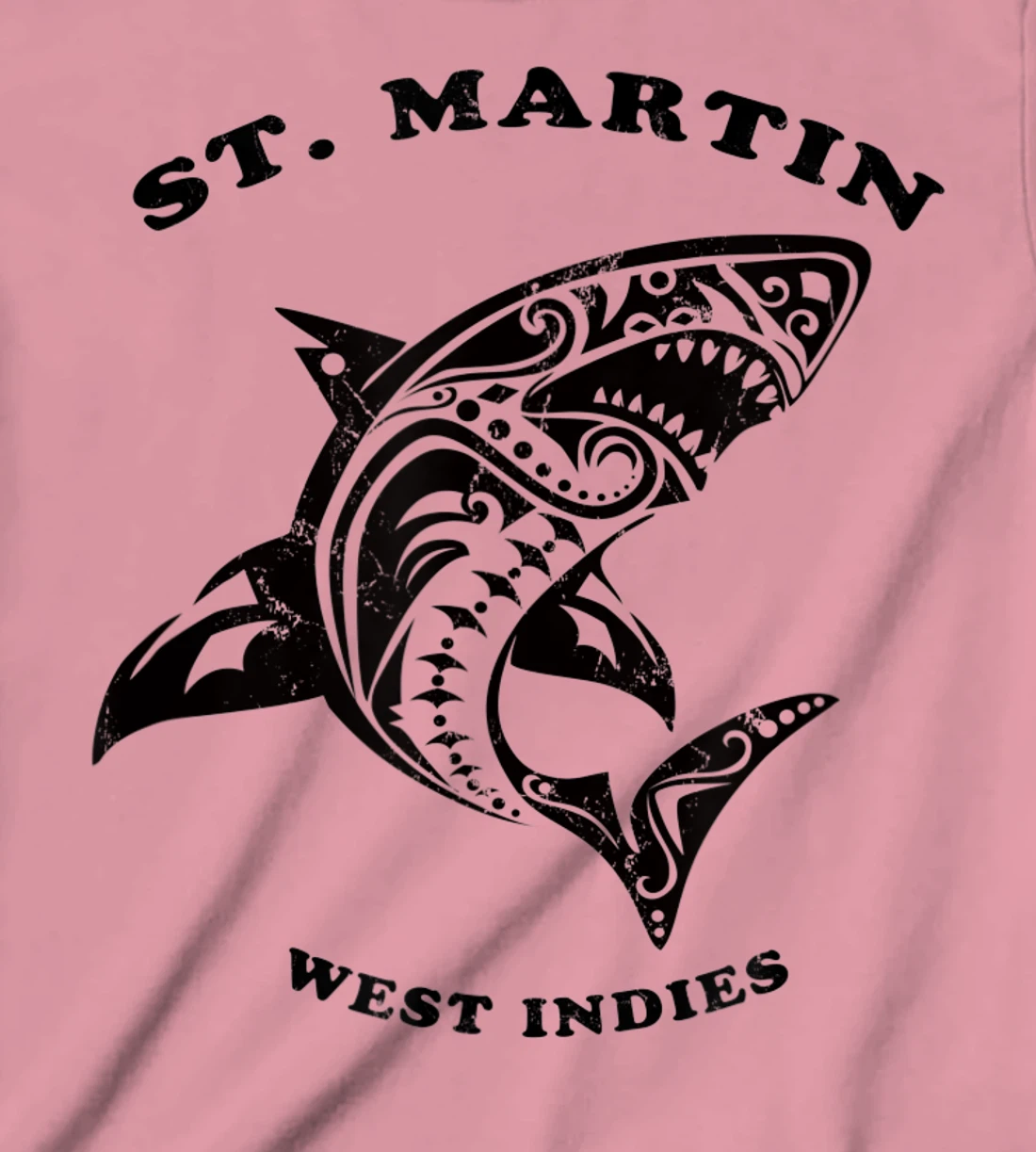 St. Martin, West Indies Vintage Retro Tribal Shark Vacation T-Shirt, Kid T-Shirt and Women T-Shirt