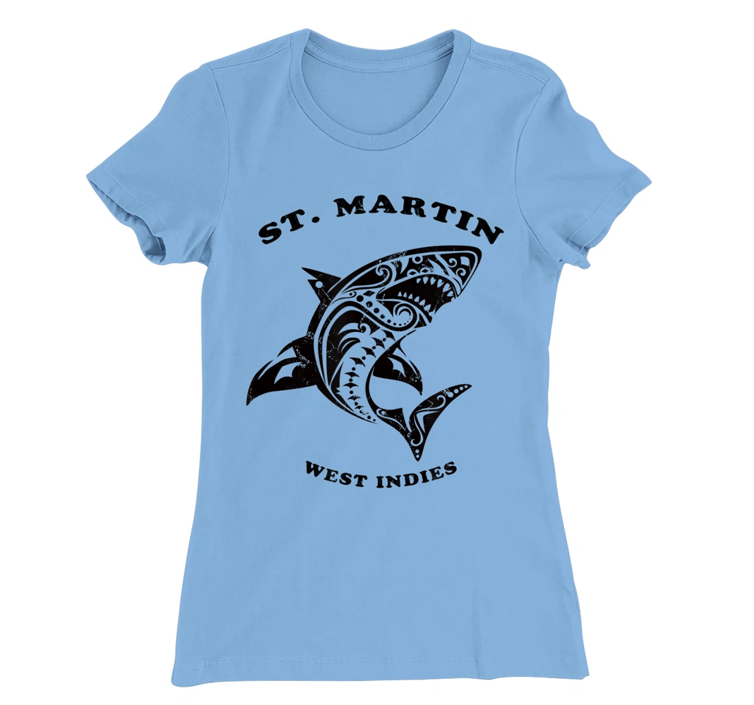 St. Martin, West Indies Vintage Retro Tribal Shark Vacation T-Shirt, Kid T-Shirt and Women T-Shirt