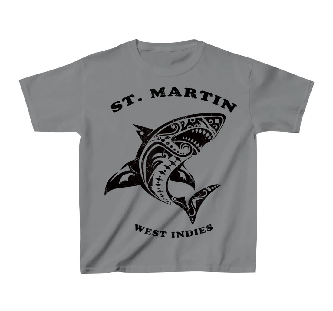 St. Martin, West Indies Vintage Retro Tribal Shark Vacation T-Shirt, Kid T-Shirt and Women T-Shirt