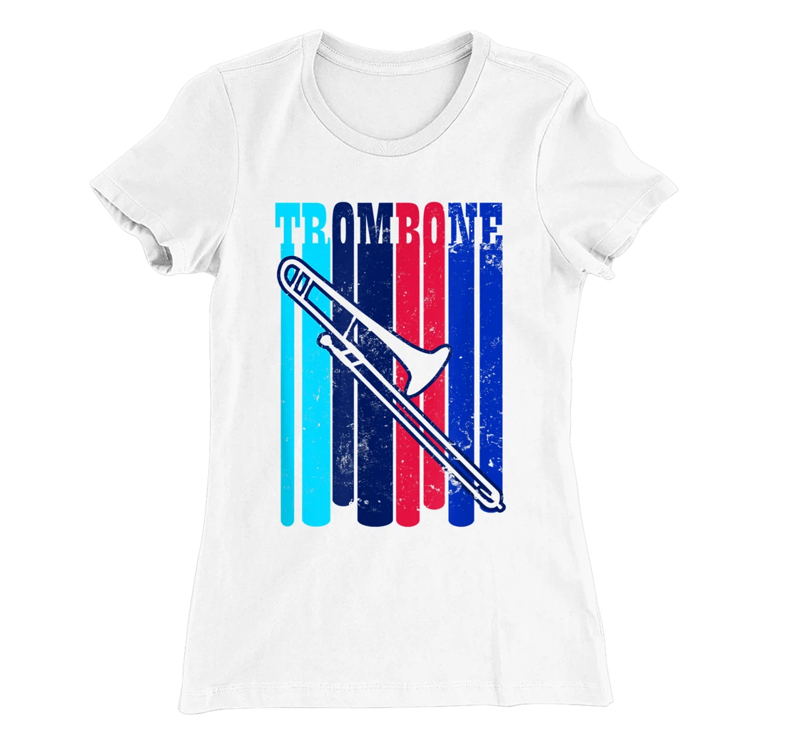 Vintage Retro Design Trombone T-Shirt, Women T-Shirt