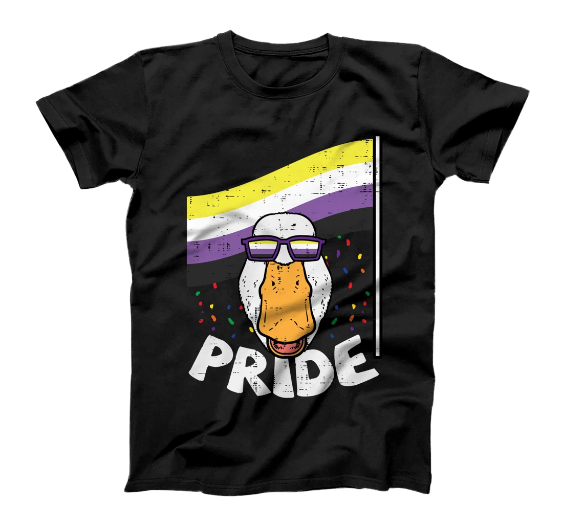 Duck Sunglasses Pride Nonbinary Flag Non Binary Enby NB T-Shirt
