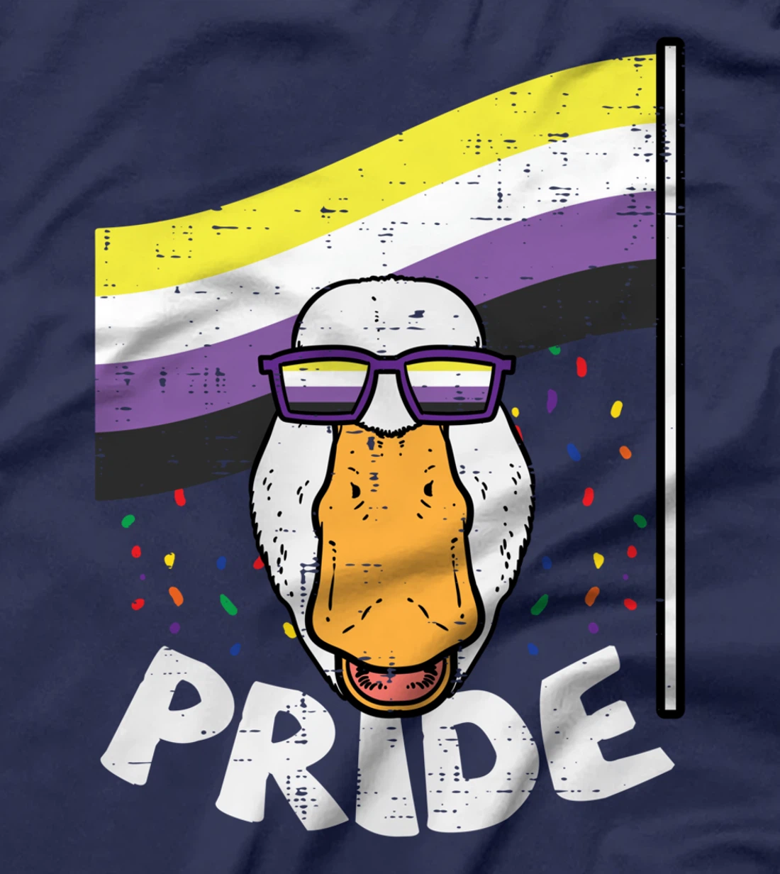 Duck Sunglasses Pride Nonbinary Flag Non Binary Enby NB T-Shirt