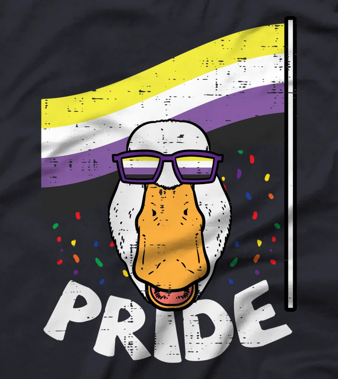Duck Sunglasses Pride Nonbinary Flag Non Binary Enby NB T-Shirt