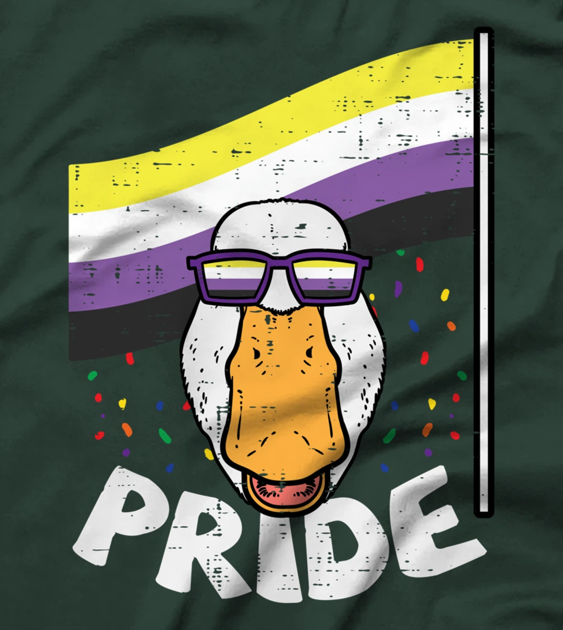 Duck Sunglasses Pride Nonbinary Flag Non Binary Enby NB T-Shirt