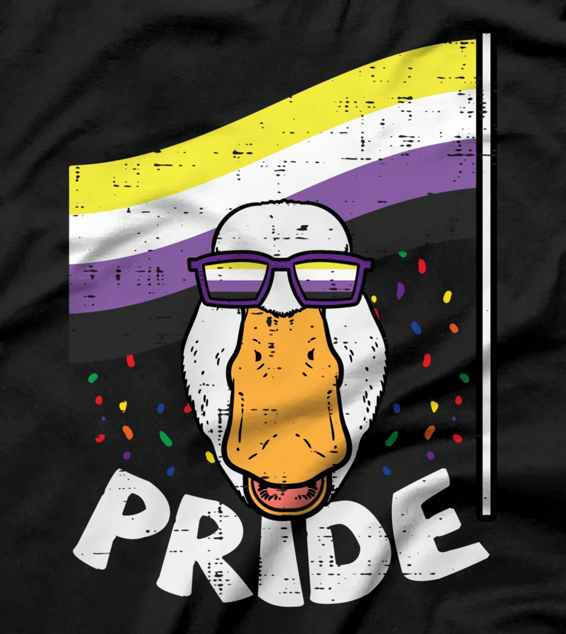 Duck Sunglasses Pride Nonbinary Flag Non Binary Enby NB T-Shirt