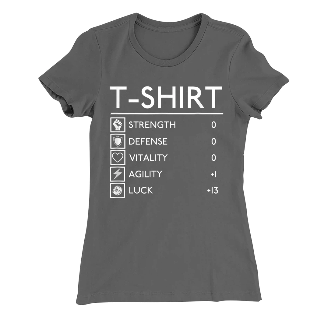 Funny Lucky RPG FRP Armor Gamer Stats board fantasy outfit T-Shirt, Women T-Shirt