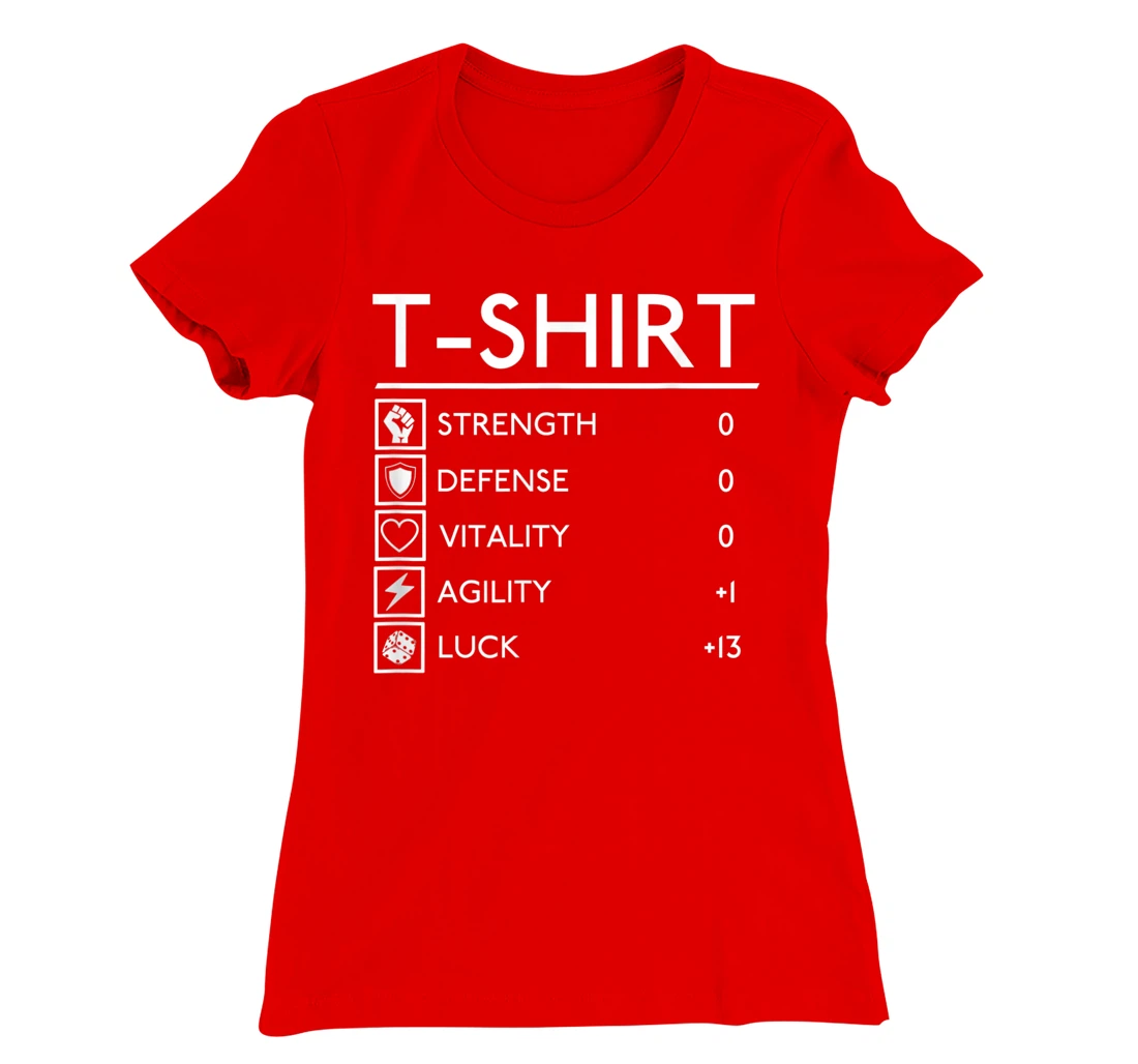 Funny Lucky RPG FRP Armor Gamer Stats board fantasy outfit T-Shirt, Women T-Shirt