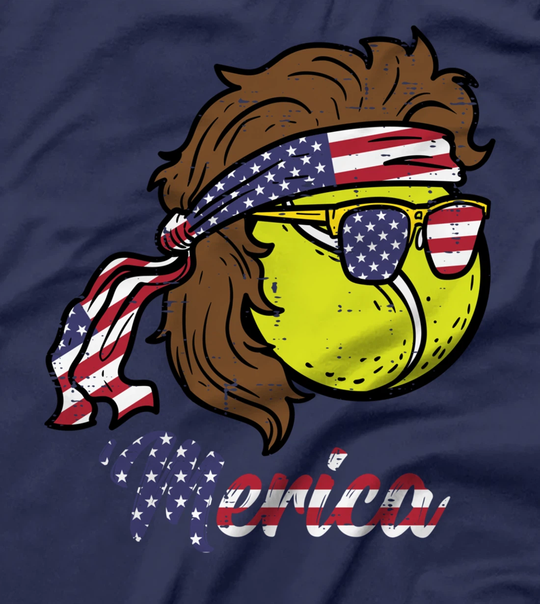 US Flag Merica Tennis Ball Memorial Day 4th Of July Men Boys T-Shirt