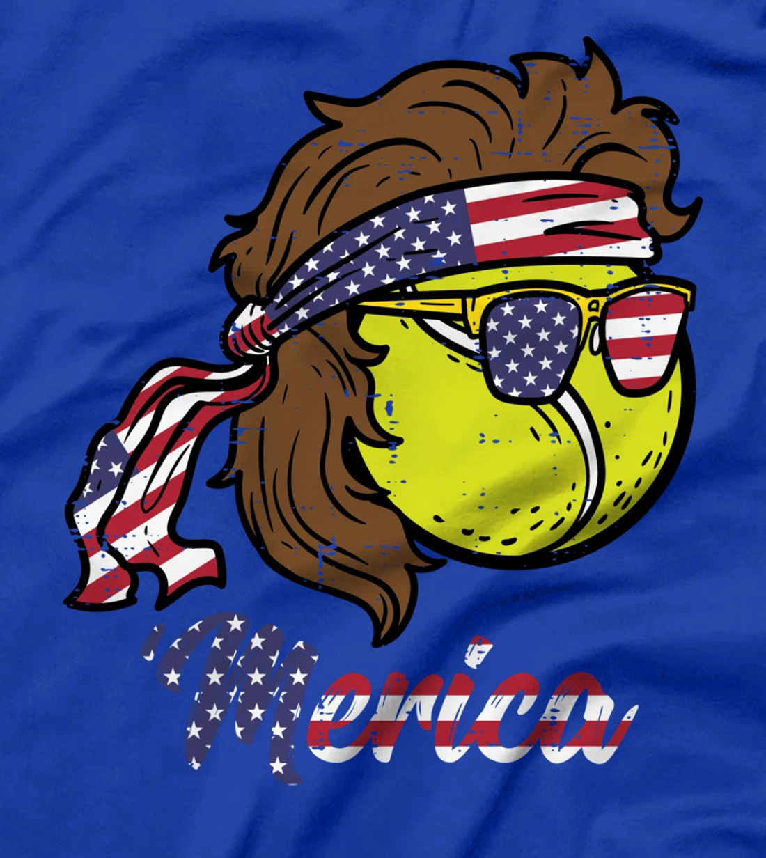 US Flag Merica Tennis Ball Memorial Day 4th Of July Men Boys T-Shirt