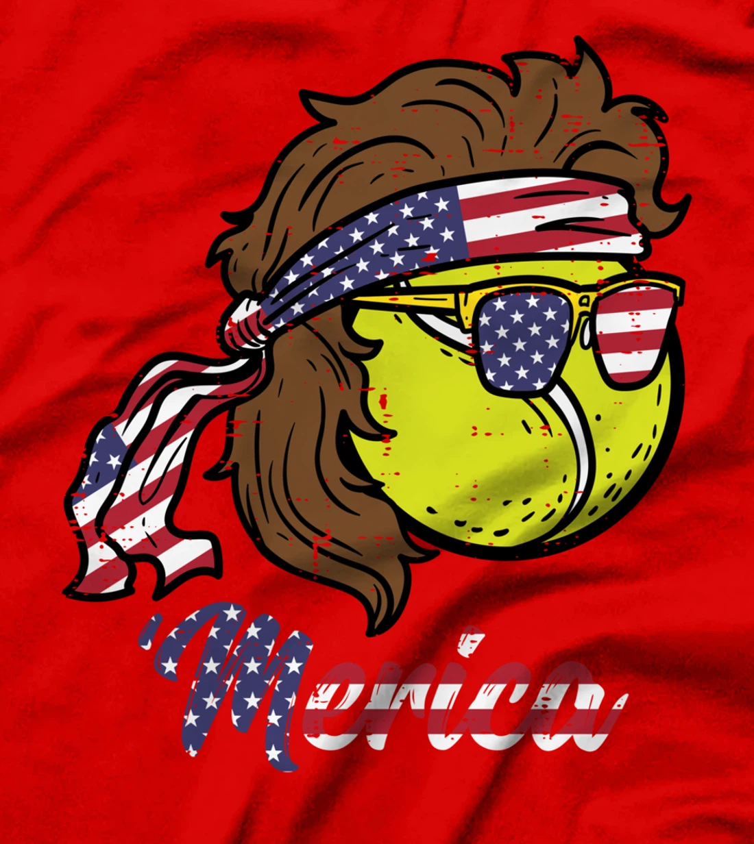 US Flag Merica Tennis Ball Memorial Day 4th Of July Men Boys T-Shirt