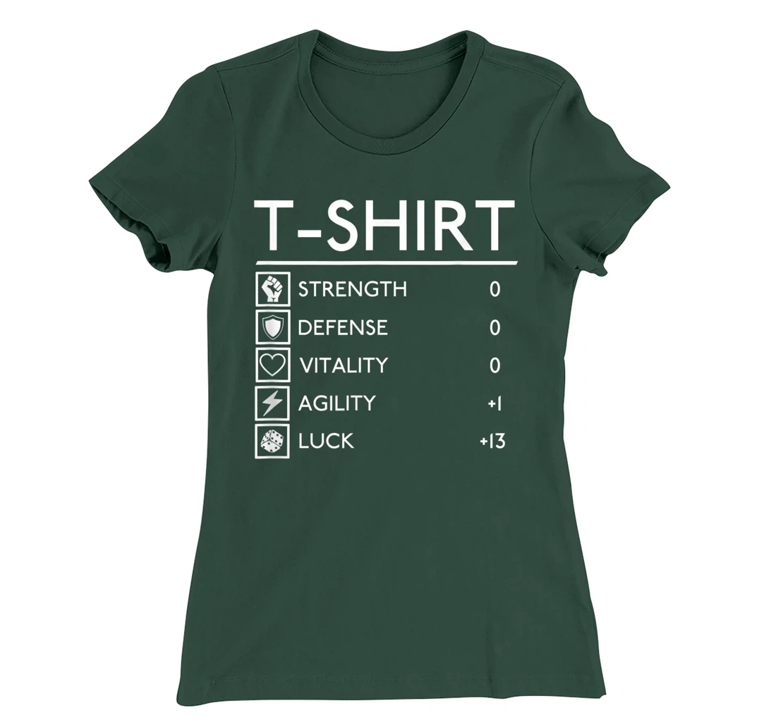 Funny Lucky RPG FRP Armor Gamer Stats board fantasy outfit T-Shirt, Women T-Shirt