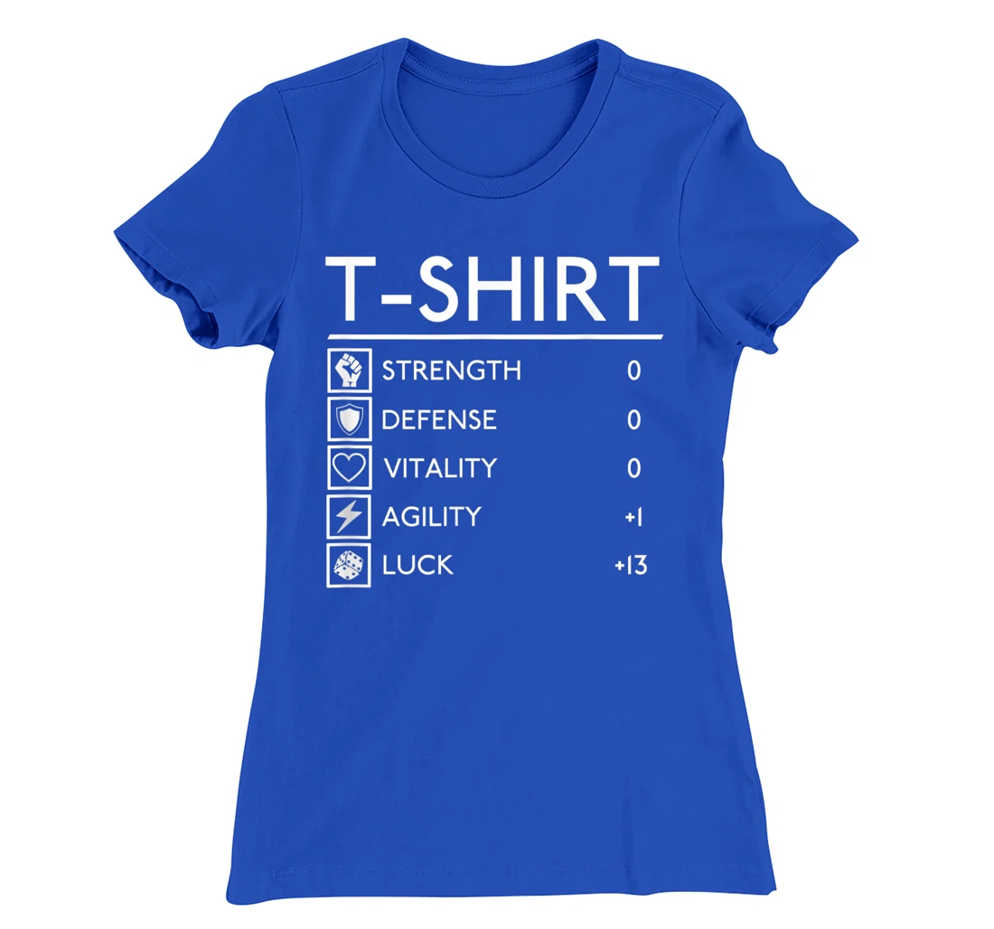 Funny Lucky RPG FRP Armor Gamer Stats board fantasy outfit T-Shirt, Women T-Shirt