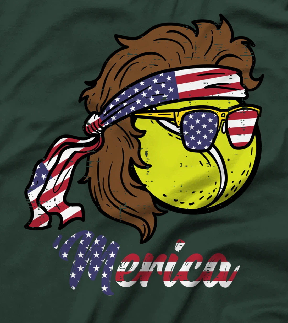 US Flag Merica Tennis Ball Memorial Day 4th Of July Men Boys T-Shirt