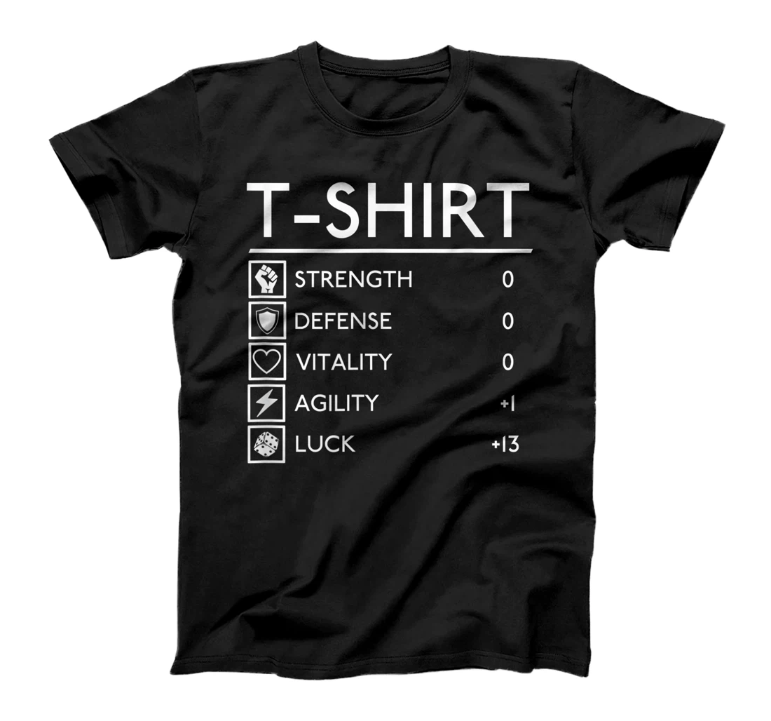 Funny Lucky RPG FRP Armor Gamer Stats board fantasy outfit T-Shirt, Women T-Shirt