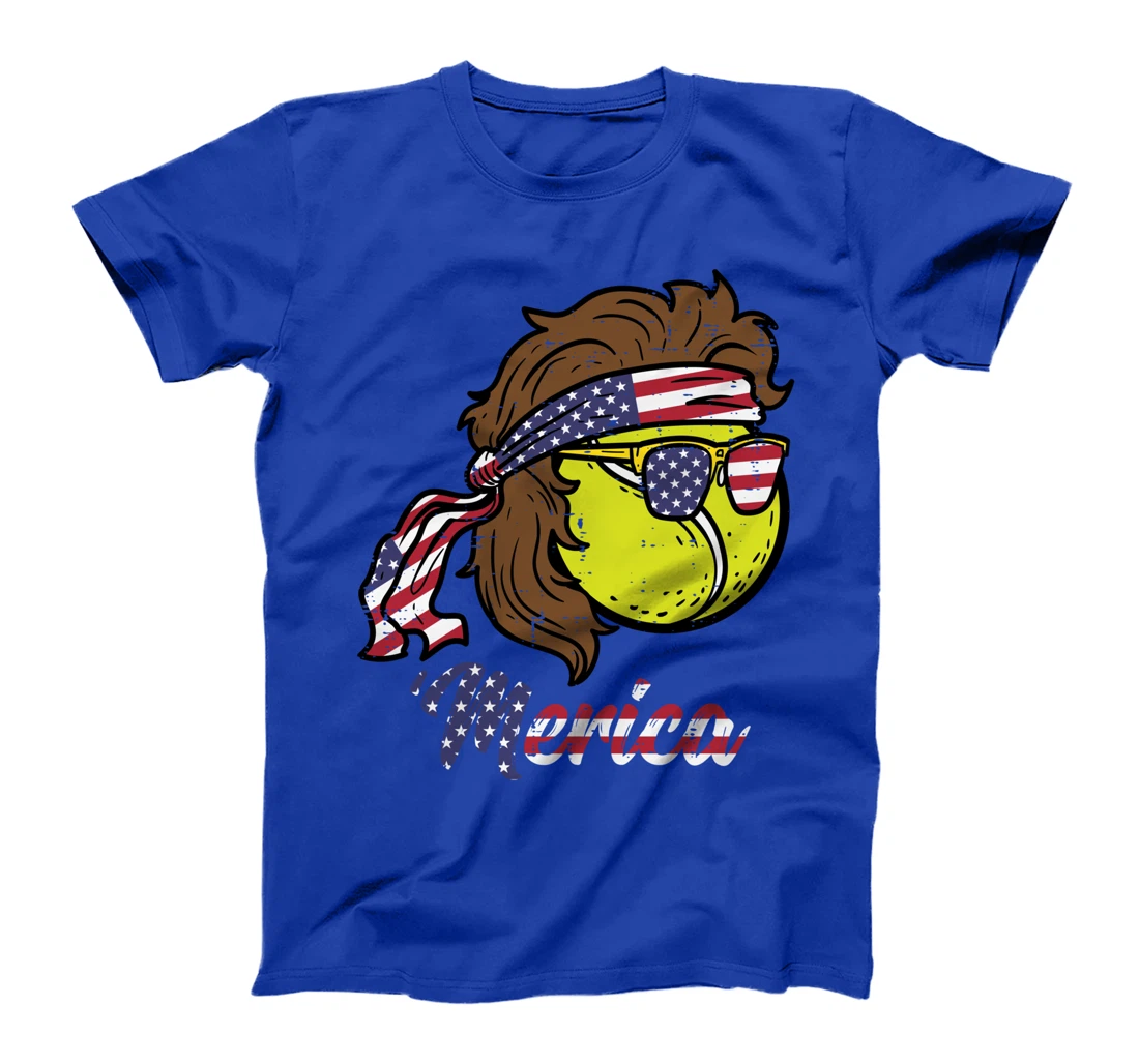 US Flag Merica Tennis Ball Memorial Day 4th Of July Men Boys T-Shirt