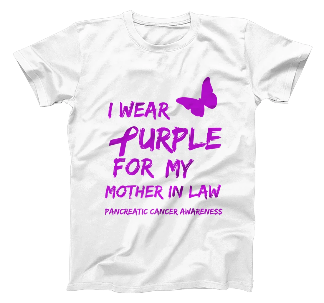 Pancreatic Cancer I Wear Purple for my Mother in law Ribbon T-Shirt, Kid T-Shirt and Women T-Shirt