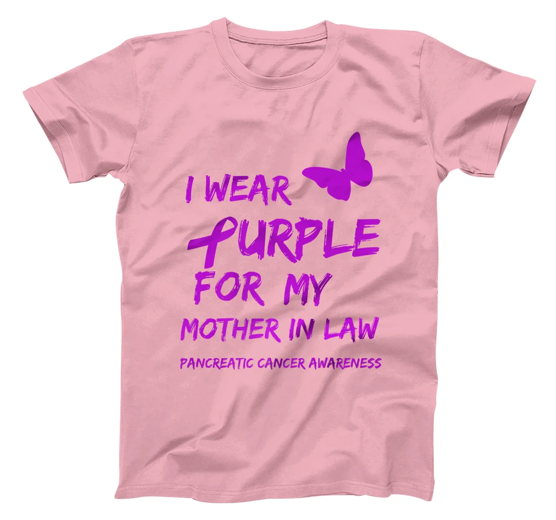 Pancreatic Cancer I Wear Purple for my Mother in law Ribbon T-Shirt, Kid T-Shirt and Women T-Shirt