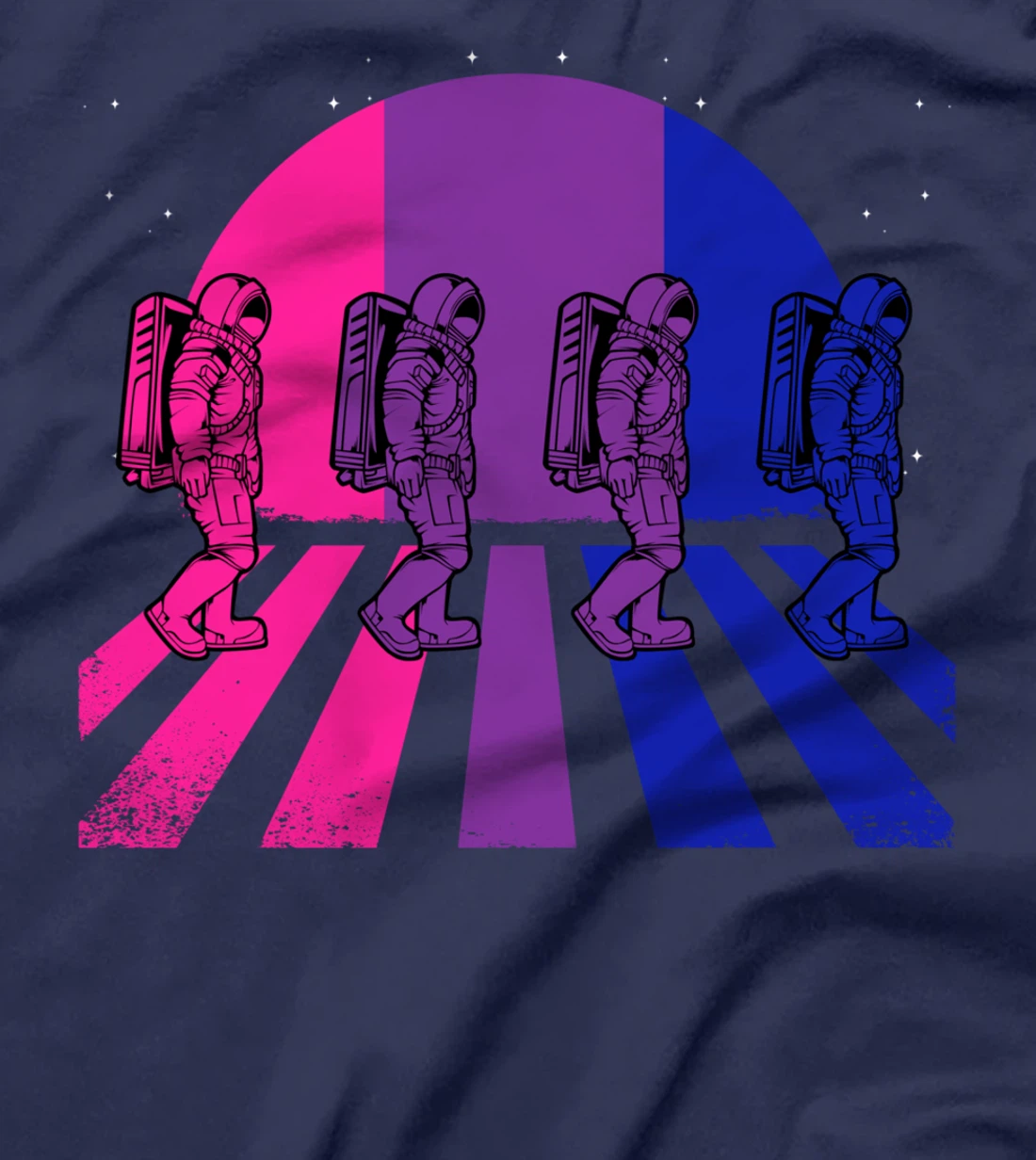Bisexual Astronaut LGBT-Q Retro Space Subtle Bi Pride Flag T-Shirt