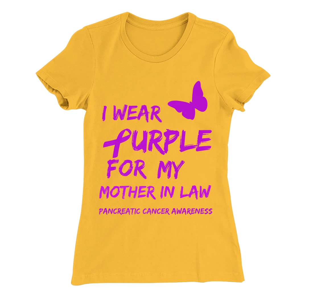 Pancreatic Cancer I Wear Purple for my Mother in law Ribbon T-Shirt, Kid T-Shirt and Women T-Shirt