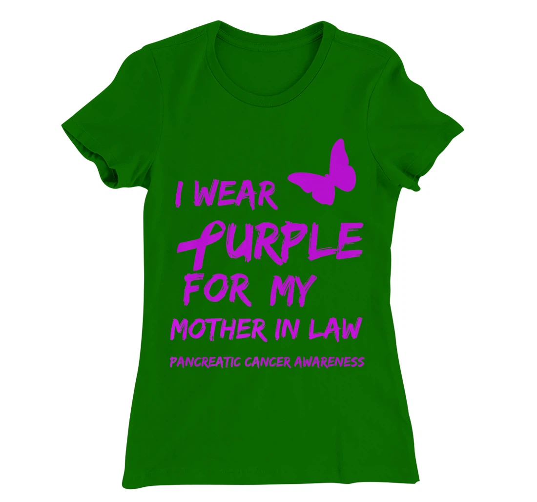 Pancreatic Cancer I Wear Purple for my Mother in law Ribbon T-Shirt, Kid T-Shirt and Women T-Shirt