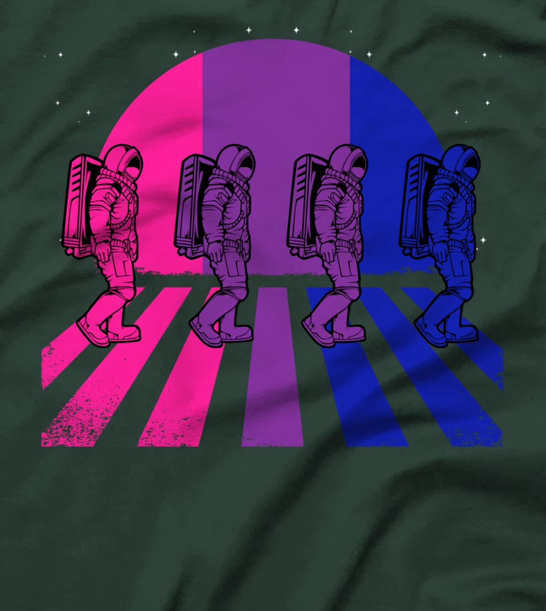 Bisexual Astronaut LGBT-Q Retro Space Subtle Bi Pride Flag T-Shirt