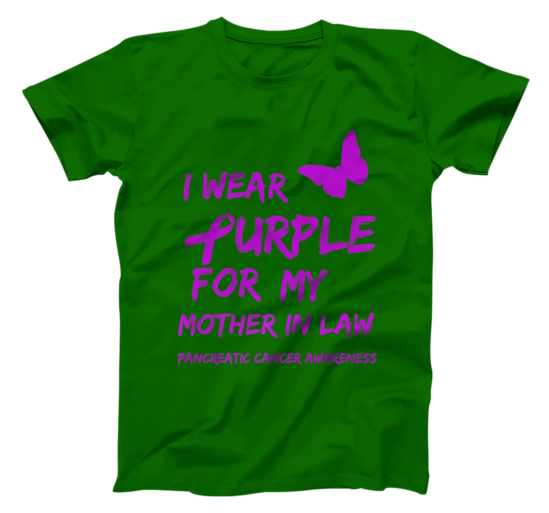 Pancreatic Cancer I Wear Purple for my Mother in law Ribbon T-Shirt, Kid T-Shirt and Women T-Shirt