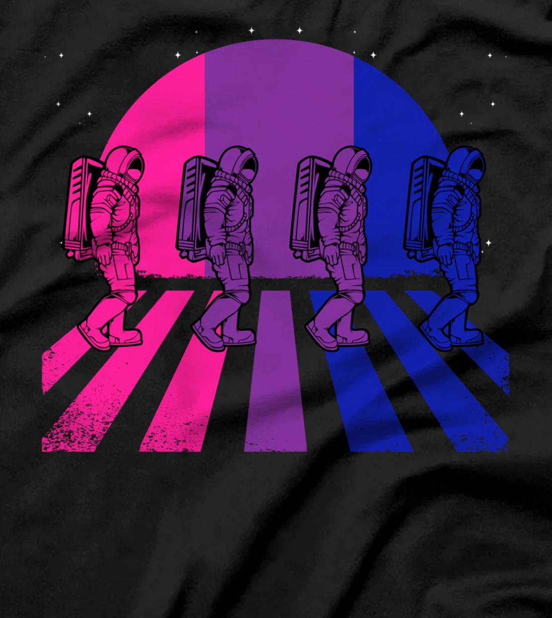 Bisexual Astronaut LGBT-Q Retro Space Subtle Bi Pride Flag T-Shirt