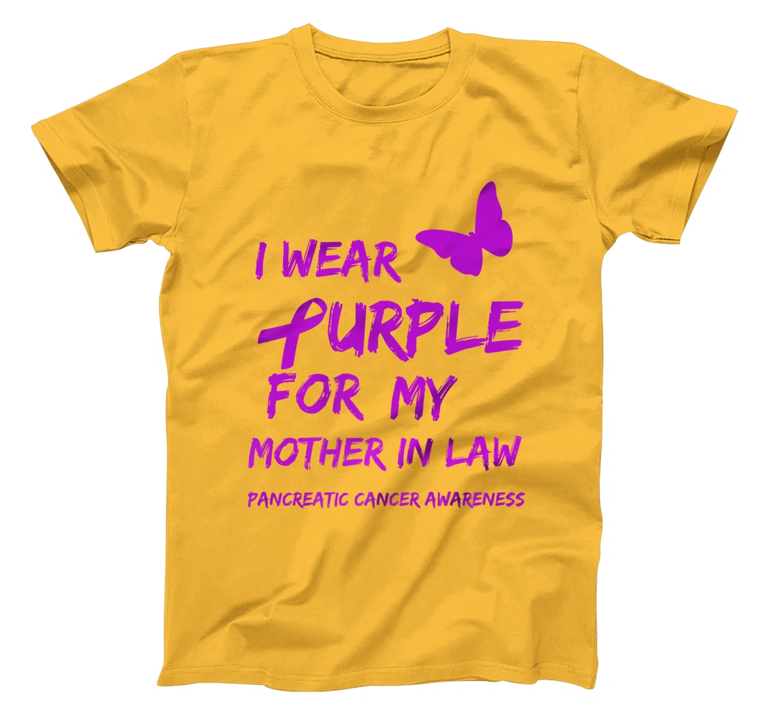 Pancreatic Cancer I Wear Purple for my Mother in law Ribbon T-Shirt, Kid T-Shirt and Women T-Shirt
