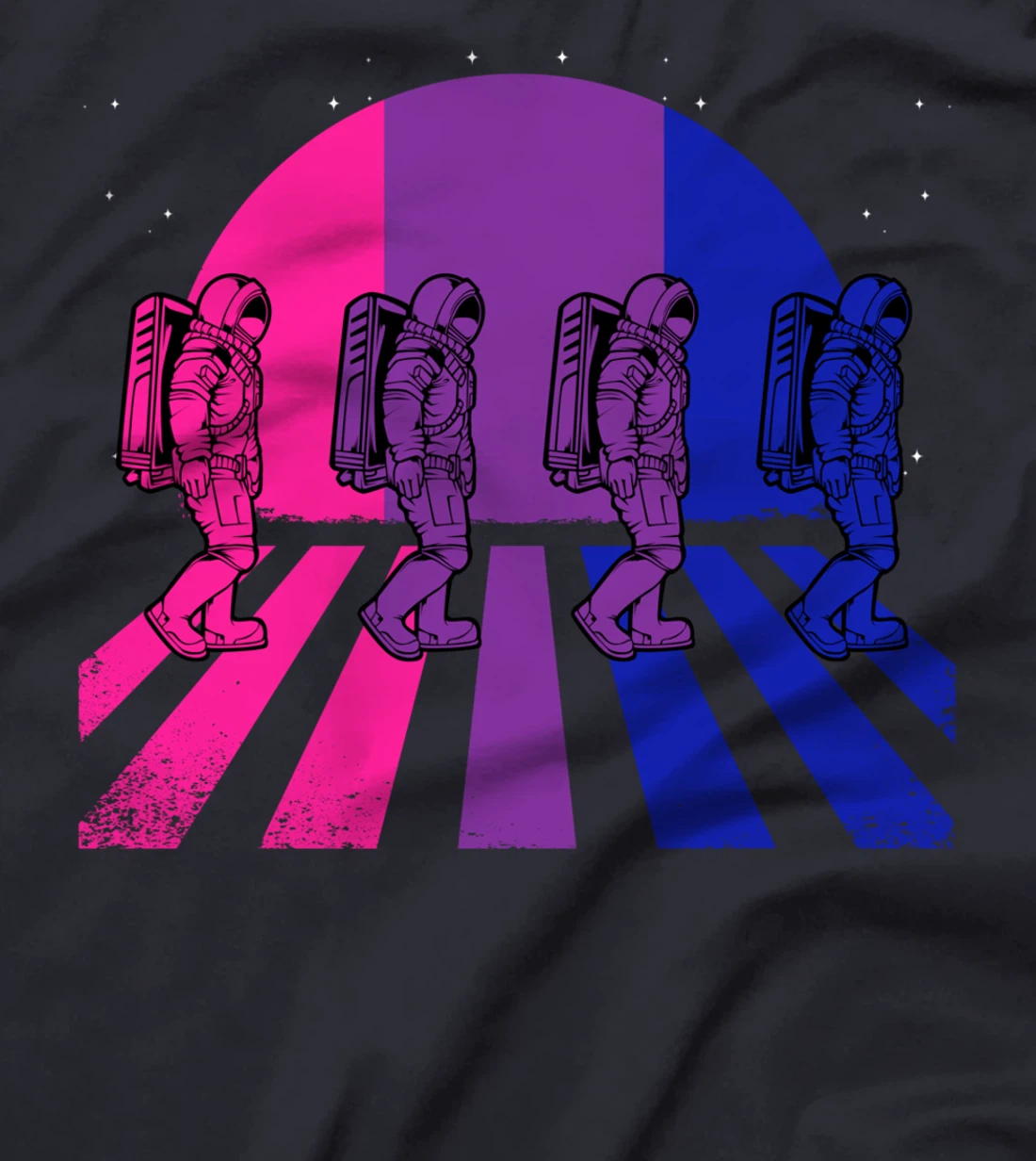 Bisexual Astronaut LGBT-Q Retro Space Subtle Bi Pride Flag T-Shirt