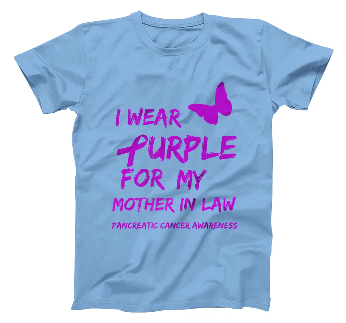 Pancreatic Cancer I Wear Purple for my Mother in law Ribbon T-Shirt, Kid T-Shirt and Women T-Shirt
